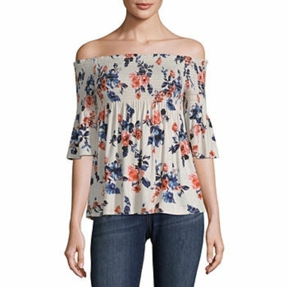 Rewind Smocked Off Shoulder Floral Top - Picture 1 of 4